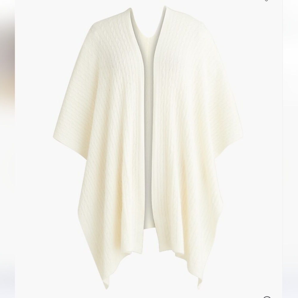 J Crew Factory Lightweight Cable Knit Poncho CD981 Ivory